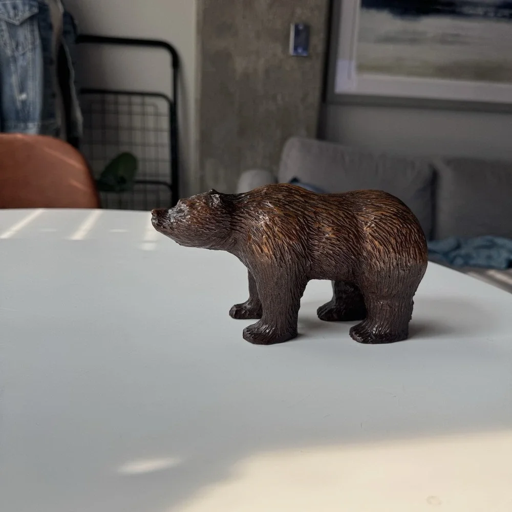 Vintage Grizzly Bear Figurine, Ceramic Wildlife Animal Rustic Cabin Home Decor